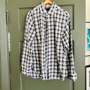 Michael Kors Men's Blue & White Plaid Button-Down Shirt SZ L